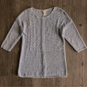Sundance open knit textures lightweight blue sweater